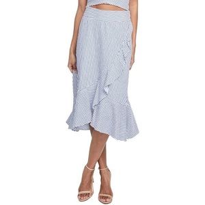RACHEL Rachel Roy NEW Striped June Seersucker High Low Skirt Ruffle Tulip Midi